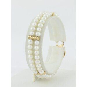 14k Yellow Gold Freshwater Pearl Two Strand Bracelet 7"